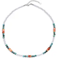 Cavill - Verstelbare Zilveren Ketting 925 Sterling - Oranje Stekelige Oester 18 ct - Campitos Turkoois & Witte Kwarts - Kleurrijke Dames Sieraad