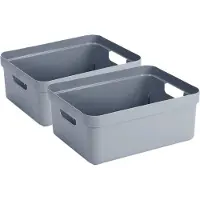 Sunware Opbergbox Sigma - 4x - kunststof - donkerblauw - 24 liter - Opbergbakken/opbergers - 45 x 35 x 18 cm