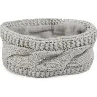 StyleBREAKER Dames Hoofdband Gebreid met Pailletten & Fleece Voering - Lichtgrijs