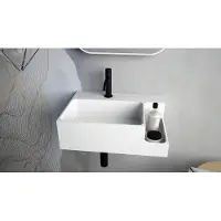 Ideavit SolidDual 1.0 H Wastafel 50x36cm Mat Wit Met Kraangat - Solid Surface - Rechthoekig - Wastafels, Vrijhangende Wastafels