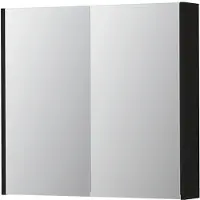 Ink SPK2 Spiegelkast 2 Deuren - 80x74cm - Fineer Matt Intens Black - Spiegels, Spiegelkasten - 8718835397678