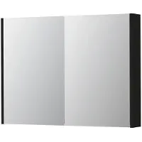 Ink SPK2 Spiegelkast 2 Deuren - 100x74cm - Fineer Matt Intens Black - Spiegels, Spiegelkasten - 8718835397753