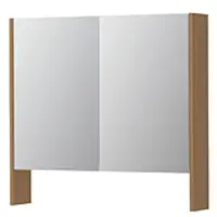 Ink SPK3 Spiegelkast 2 Deuren - 80x74cm - Blank Eiken - Spiegels, Spiegelkasten - 8718835398002