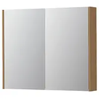Ink SPK2 Spiegelkast 2 Deuren - 90x74cm - Blank Eiken - Spiegels, Spiegelkasten - 8718835397685
