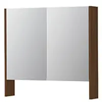 Ink SPK3 Spiegelkast 2 Deuren - 80x74cm - Warm Walnoot - Spiegels, Spiegelkasten - 8718835398019