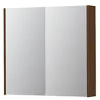 Ink SPK2 Spiegelkast 2 Deuren - 80x74cm - Warm Walnoot - Spiegels, Spiegelkasten - 8718835397654
