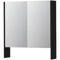 Ink SPK3 Spiegelkast 2 Deuren - 70x74cm - Fineer Matt Intens Black - Spiegels, Spiegelkasten - 8718835397999