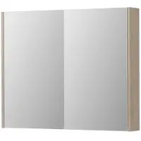 Ink SPK2 Spiegelkast 2 Deuren - 90x74cm - Ivoor Eiken - Spiegels, Spiegelkasten - 8718835156909