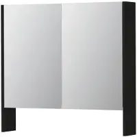 Ink SPK3 Spiegelkast 2 Deuren - 80x74cm - Fineer Matt Intens Black - Spiegels, Spiegelkasten - 8718835398033