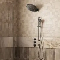 Saniclear Uni inbouw regendouche 37cm gun metal PVD met watervalfunctie, glijstang en 3 standen handdouche