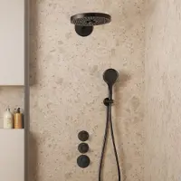 Saniclear Uni inbouw regendouche 30cm mat zwart met 2 standen hoofddouche en 3 standen handdouche
