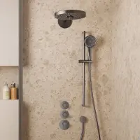 Saniclear Uni inbouw regendouche 30cm gun metal PVD met 2 standen hoofddouche, glijstang en 3 standen handdouche