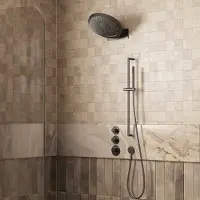 Saniclear Uni inbouw regendouche 37cm gun metal PVD met watervalfunctie, glijstang en staafhanddouche