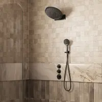 Saniclear Uni inbouw regendouche 37cm mat zwart met watervalfunctie en 3 standen handdouche