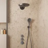 Saniclear Uni inbouw regendouche 30cm gun metal PVD met 2 standen hoofddouche en 3 standen handdouche