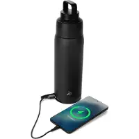 Aqiila Thermosfles | | Powerbottle | 600 ml (Powerbank, Zwart, RVS)