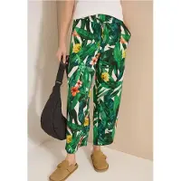 Cecil Dames 7/8 High Waist broek met wijde pijpen in Loose Fit - Groen - S