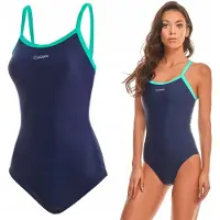Zagano - Badpak dames - Sneldrogende - Sport zwempak - Strandpak damen - Maat 44 - blauw / groen