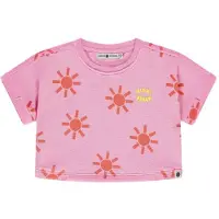 Stains & Stories T-shirt roze Meisjes Badstof Ronde hals All over print - maat 134