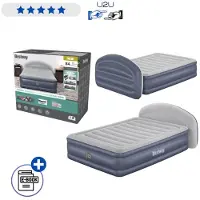 Bestway Opblaasbaar Luchtbed 2 Persoons 152x229x84 cm - Luxe Tweepersoons Air Mattress Met Ingebouwde Elektrische Pomp En Hoofdsteun - Verhoogd Velours Logeerbed Voor Binnengebruik Met Ebook