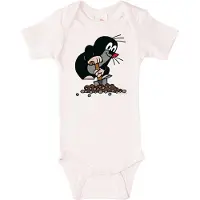 Logoshirt Rompertje/body 'Der Kleine Maulwurf-Print' rookgrijs / pastelroze / zwart