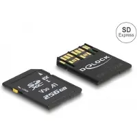 DeLOCK SD Express geheugenkaart, 256 GB, SD, UHS-I, 858 MB/s (leessnelheid), 804 MB/s (schrijfsnelheid), Class 3 (U3)