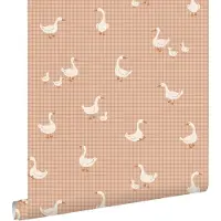 ESTAhome behang schattige ganzen terracotta roze - 50 x 900 cm - 132185