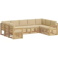 vidaXL Buiten bank set 7 st Wit En Beige Polyester