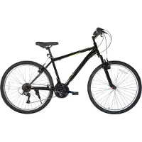 Happiq Mountainbike – Voor heren en dames – Hardtail, 21 versnellingen, V-brake – 66 cm / 70 cm wielen, zwart, hoogwaardig stalen frame