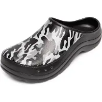 Ladeheid Tuinklompen voor heren ultralicht EVA tuinschoenen LA-CA-ComoHappyMan - zwart/wit camouflage, maat 43