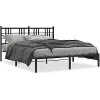 vidaXL Bedframe met hoofdbord metaal zwart 150x200 cm