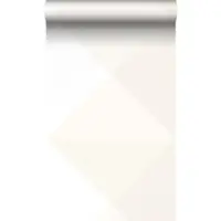 Origin Wallcoverings behang grote grafische driehoek licht crème beige en mat wit - 347495 - 53 cm x 10,05 m