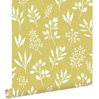 ESTAhome behang bloemmotief in Scandinavische stijl okergeel - 53 cm x 10.05 m - 139086