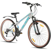 Hiland Mountainbike - 26 Inch - 21 Versnellingen - Hardtail MTB voor Heren & Dames - V-Brakes - Grijs - Geschikt voor buitenactiviteiten in de lente