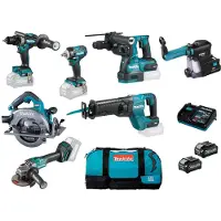 Makita DK0154G602 | XGT accu combiset 40V Max DF001G + TW004G + GA005G + JR001G + HR002G + HS003G in tas (2x 4.0Ah accu + DC40RA snellader) - DK0154G602