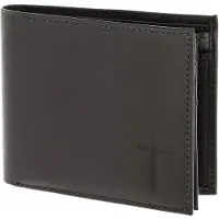 OXMOX Leren portemonnee Leather RFID Protect Querscheinbörse Freedom Cross Embossed Brown donkerbruin