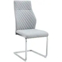MODFU - Eetkamerstoelen Set Van 2 - Hoge Rugleuning - Gewatteerde Zitting - Modern - Metaal - Lichtgrijs En Zilver
