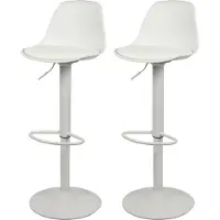 Urban Living "UGO" Barkruk met mat wit kunstleren kussen 42×38×H81/102 cm