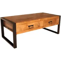 Lizzely Garden & Living Salontafel industrieel mangohout Kai 120cm side table met 2 lades duurzaam massief hout mango bijzettafel