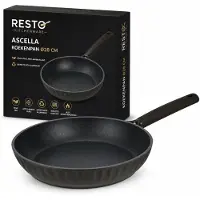 Resto Koekenpan Ø28 cm – PFLUON anti-aanbaklaag – Geschikt voor Inductie & Alle Warmtebronnen – Gerecycled Aluminium – Extra Groot – Ergonomische Handgreep – Ascella 94011 – Zwart