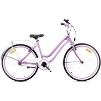 Sun baby HEART BIKE Stadsfiets dames 26", fiets voor vrouwen, damen, meisjes, fiets 26 inch - V-brake, stalen frame, bagagedrager, spatborden - Paars
