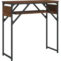 vidaXL Wandtafel met schap 75x30x75 cm bewerkt hout bruin eikenkleur