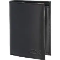 OXMOX Leren portemonnee Leather RFID Protect Kombibörse Freedom Fish Embossed Black zwart