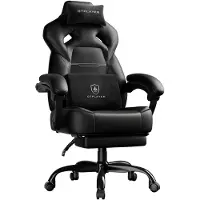 GTPLAYER - GamingStoel - 200kg met Voetensteun en Lenden Hoofdkussen - Zwart