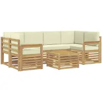 vidaXL Buiten bank set 7 st Wit en crèmekleurig Polyester