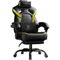 GTPLAYER - GamingStoel - 200kg met Voetensteun en Lenden Hoofdkussen - Geel
