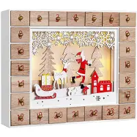 Spiel Werk Adventskalender Kerstman Hout LED