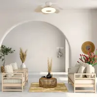Mantra-Iluminacion LED plafondventilator Flower hout DC-motor stil CCT - Mantra , Flower, dimbare, Hout, Woonkamer, Kunststof, Modern