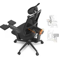HDeye Ergonomische Bureaustoel met Laptoptafel – 4D Armleuningen, Adaptieve Lendensteun, Verstelbare Zitdiepte, Voetsteun – Voor Thuiswerken