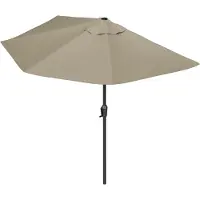 LifeGoods Balkon Parasol - Tuin - 270x135 cm - Halfronde Parasol - Waterdicht - UPF50+ - Taupe